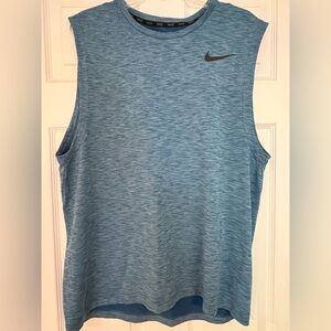 Nike Men’s Large Dri-fit heathered Blue Sleeveless Athletic Shirt